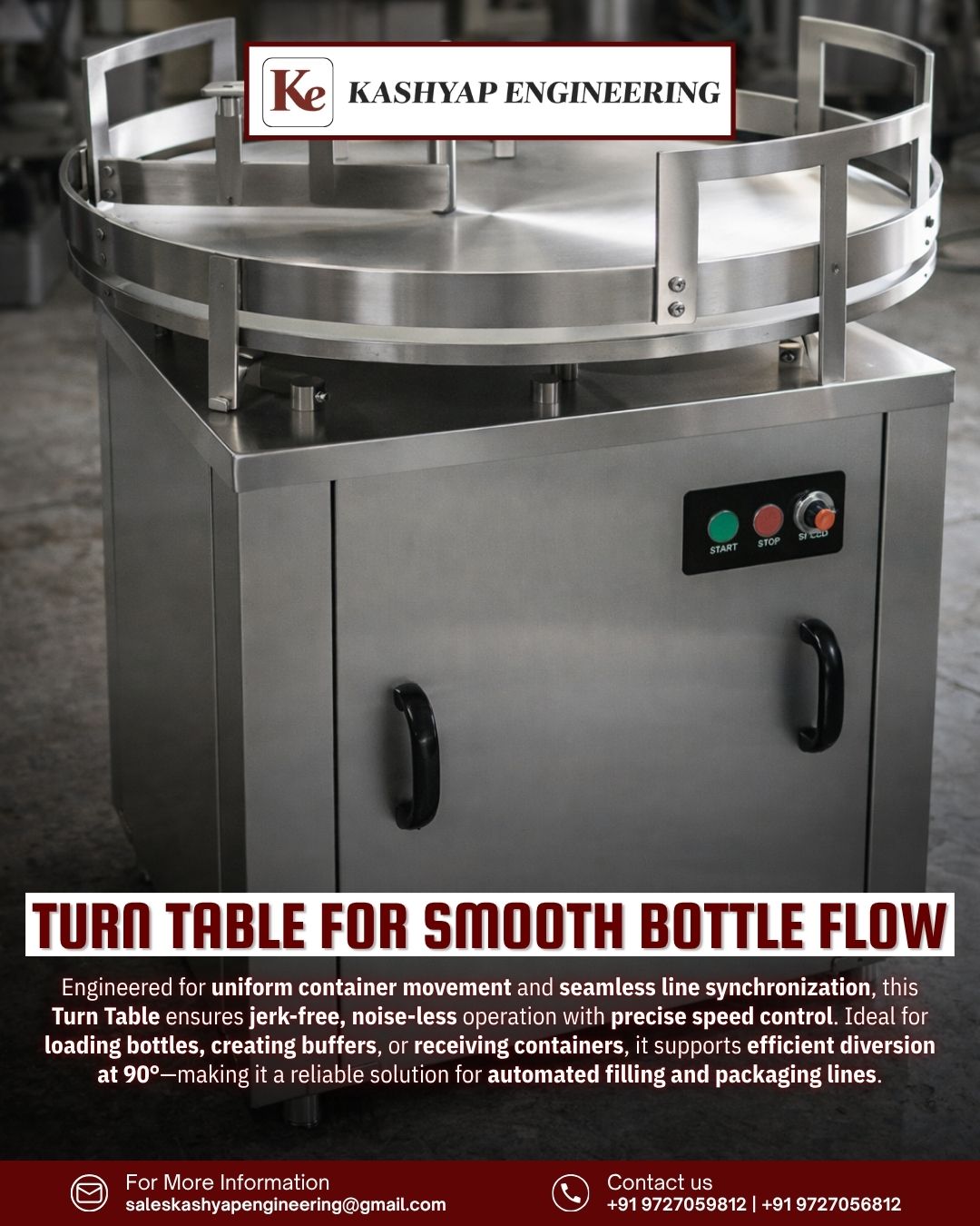 Turn Table for Smooth Bottle Flow in Automated Packaging Lines